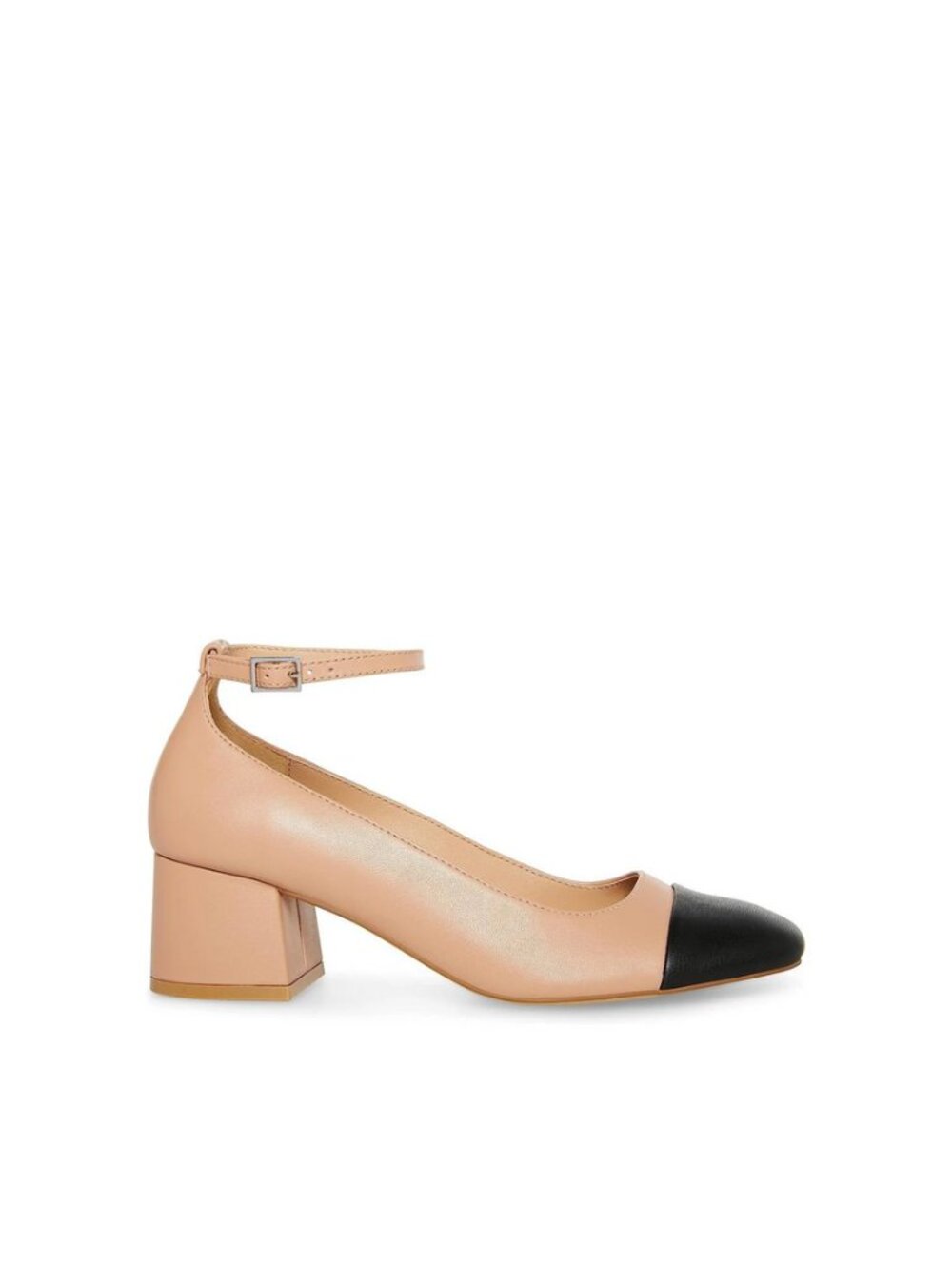Steve Madden Sz. 8.5 Tan Colorblock Eli Ankle-Strap Two-Piece Block-Heel Pumps